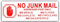 No Junk Mail HAND DESIGN Leaflets Menus Flyers Circulars Salespeople Letterbox Warning House Post Box Sticker Salesman Self Adhesive Vinyl Door Notice Sign 150mm x 50mm JM3