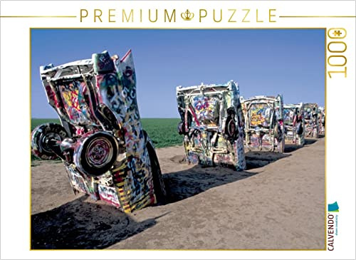 CALVENDO Puzzle Cadillac Ranch, bei Amarillo, Texas | 1000 Teile Lege-Größe 64 x 48 cm Foto-Puzzle für glückliche Stunden
