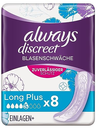 Always Discreet Inkontinenz-Einlagen+ Long Plus Bei Blasenschwäche, 8 Stück