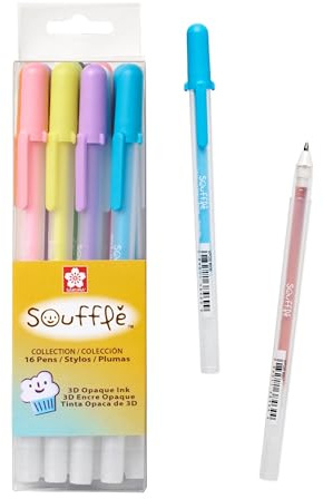 SAKURA 3D Souffle Pen, Opaque White and Pastel Colors, 16 Pack