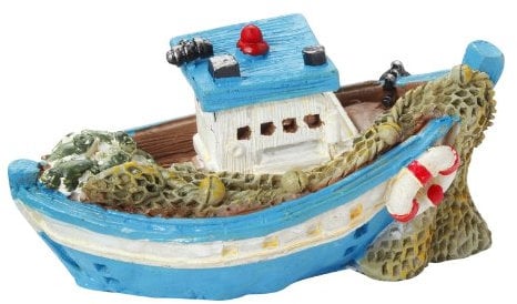 Fischerboot 6,5 cm, blau/Weiss