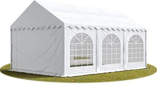 Festzelt Partyzelt 3x6 m Premium, hochwertige PVC Plane 750 N in weiß 100% wasserdicht mit Bodenrahmen