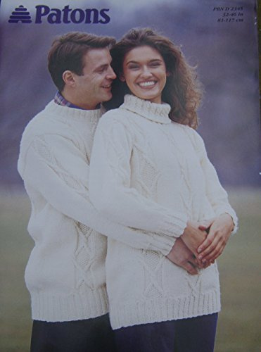 Patons Knitting Pattern 2345 in Aran Weight - His n Hears Aran Sweaters