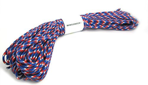 WINGONEER Paracord-Seil, 30 m (rot + weiß + blau)