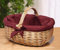 Dekoleidenschaft Einkaufskorb aus Weide, 47x36 cm groß, mit roter Stoff-Einlage, Flechtkorb, Tragekorb geflochten, Weidenkorb, Geschenkkorb, Picknickkorb, Erntekorb, Dekokorb