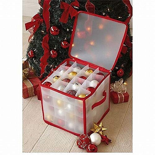 ASAB Christmas Tree 64 Bauble Decorations Storage Box, White, Standard