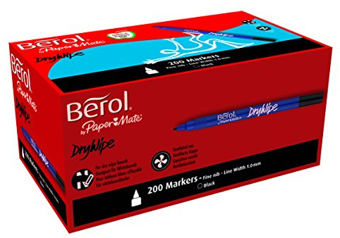 Berol Dry Wipe Pen Fine Nib 1 mm - Black, Box of 200