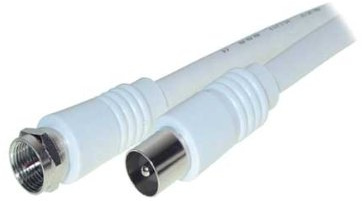 Antennenkabel, 100% geschirmt, F-Stecker auf Koax-Stecker, >90 dB, weiß 2,5m