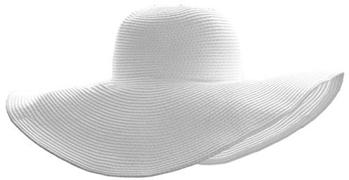 Ayliss Frauen-Derby-Schlapphut mit breiter Krempe, Strand-Strohhut, 4 Farben Gr. Einheitsgröße, weiß