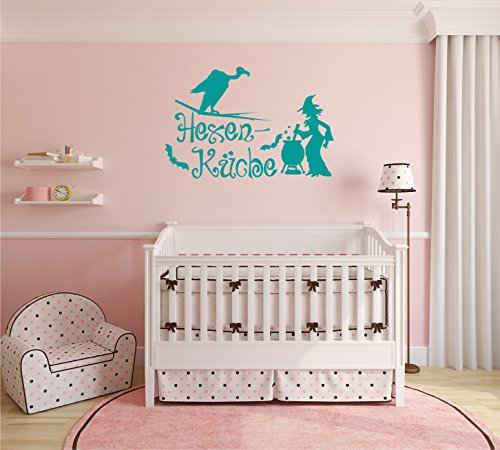INDIGOS UG - Wandtattoo Wohnzimmer - Wandaufkleber Hexenküche 60cm x 32cm türkis E937 - Aufkleber Kinderzimmer Schlafzimmer Küche Badezimmer Büro Dekoration