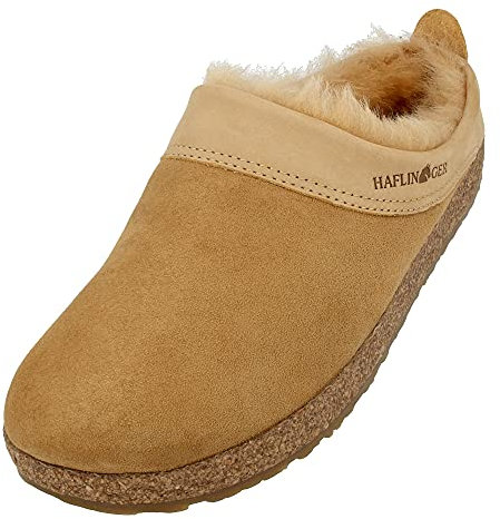 HAFLINGER Lammfellclog Snowbird Filzpantoffel Hausschuh Beige (Beigemeliert Öko 46), Gr 42