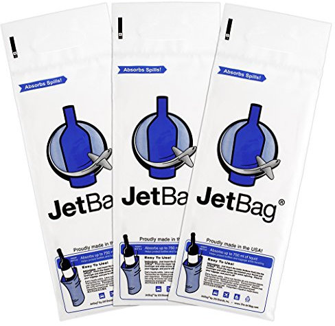JetBag Bold - The Original Absorbent Wine Bottle Travel Protector Bags - Resusable Bottle Bags (3 Pack) Made in The USA