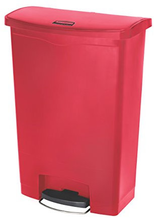 Rubbermaid Commercial Products Slim Jim Step-on Resin Front Step Waste Receptacle Bin 90 Litre Red 1883570