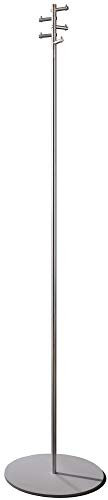 Standgarderobe mit 5 drehbaren Kleiderhaken, Höhe 1,7 m, Edelstahl gebürstet (V2A, CNS, INOX, NIRO), Garderobenständer, Kleiderständer, standfest, stabil, modern - PHOS Design