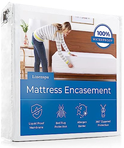 Linenspa Matratzenbezug, für Doppelbett, mit Reißverschluss, wasserdichte Doppelbett-Matratzenhülle