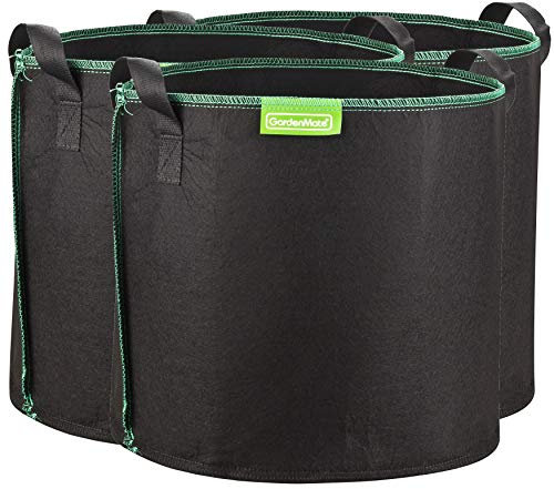 GardenMate 3X Sacs à Plantes 30L en Non tissé GREENLINE - Ø 35,6cm Hauteur 30,5cm - Noir/Vert