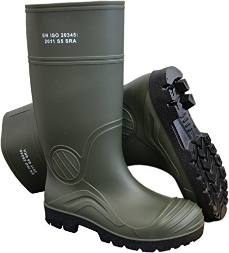 PVC Baustiefel Arbeitsstiefel S5 Sicherheitsstiefel Gummistiefel Stahlkappe S5-Olive-40