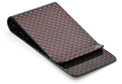 Billetera de Fibra de Carbono Ultraligera con Clip para Tarjetas de crédito y Dinero, Abrazadera para Hombres, Clip de Efectivo, Titular de Tarjetas (Rojo)