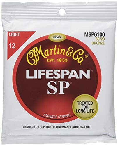 Martin SP Lifespan 80/20 Jeu de cordes pour guitare folk Tirant light (0.12-0.54) Bronze