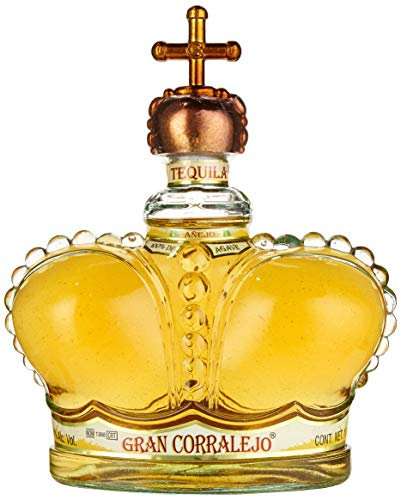 Corralejo Tequila Gran Corralejo | Premium Añejo Tequila | Zu 100% aus blauen Agaven | 12 Monate in Limousin-Eichen Fässern gelagert| Außergewöhnliches Flaschendesign | Glänzend goldene Farbe| 38% Vol. | 1000ML