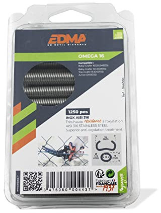 EDMA 044300 - Graffette Omega 16, acciaio inox AISI 316, 1250 pezzi