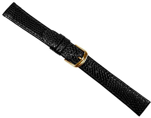 Herzog Eidechsenprägung Uhrenarmband Kalbsleder schwarz 20549G, Stegbreite:16mm