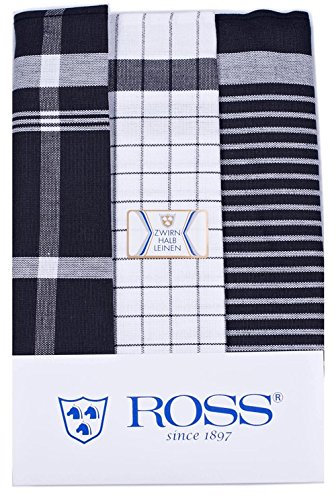 Ross - 3er-Spar-Pack - Exclusiv - Geschirrtücher Halbleinen - 0915 (50 x 70cm Schwarz)