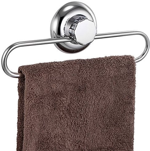 MaxHold Sistema di Vuoto Anello Portasciugamani - Anelli Porta Salvietta in Ventose - Niente Fori Necessari - Anello per Tovagliolo in Acciaio Inossidabile - Utilizzabile in Bagno e Cucina