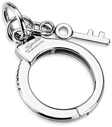Bungsa Handschellen mit Schlüssel Kettenanhänger Edelstahl silber Halskette (Pendant Anhänger Charm Beads Chirurgenstahl Damen Herren Schmuck)