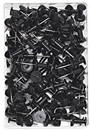 Wedo 54201 Pinnadeln Diabolo-Form, Länge 2,3 cm, Kopfdurchmesser 9 mm, Nadellänge 1,1 cm, 100 Stück in Klarsichtdose, schwarz