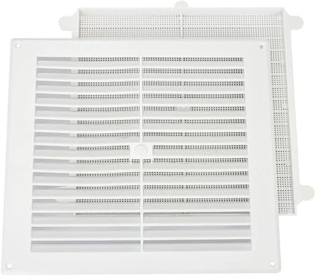 Map White Louvre Vent 9x9 with Detachable Flyscreen Plastic Air Vent | 229 x 229mm Grille for Walls & Furniture Ventilation Cover