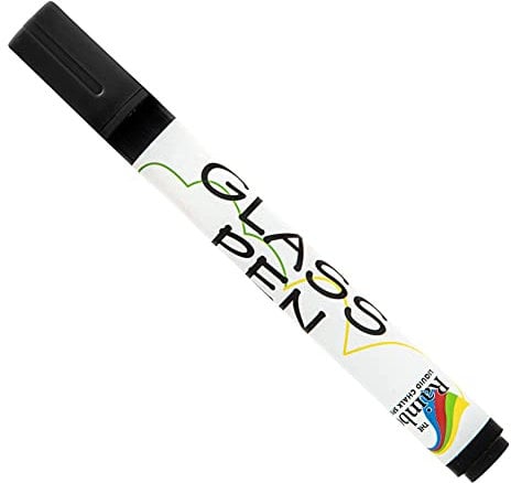 RAINBOW CHALK MARKERS LTD Black Glass Pen with a 5mm bullet nib designed for Writing on windows and glass