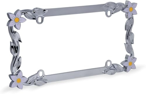 Cruiser Accessories 19130 Kennzeichenrahmen mit Gänseblümchen, Chrom/bemalt