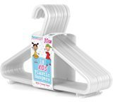 Hangerworld 36 Weiße Kunststoff Kinder-Kleiderbügel 30cm Platzsparend Hosensteg Schlaufenhaken