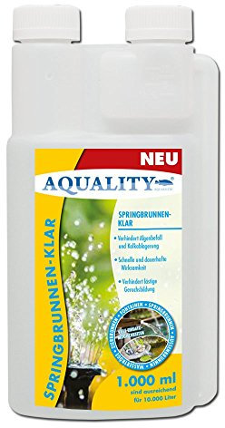 AQUALITY Springbrunnen-Klar (Verhindert Algenbefall und Kalkablagerung - Schnell und dauerhaft - Verhindert Geruchsbildung - Für besatzlose Wasseranlagen), Inhalt:1 Liter