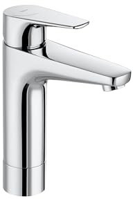 Roca A5A3D90C00 monomando lavabo caño mezzo, cuerpo liso, Cold Start, coleccion Atlas, cromado