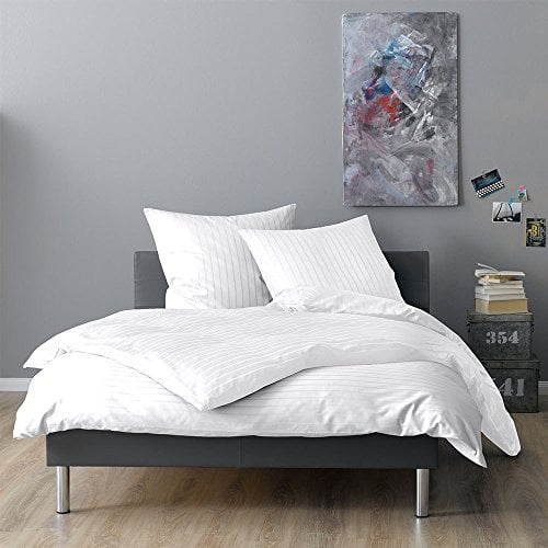 Lorena Mako-Satin Bettwäsche Verona Weiss, Bettbezug einzeln 135x200 cm