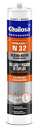 Quilosa Orbasil N-32 – adhesivo-sellador di silicone neutra per specchi, colore: bianco