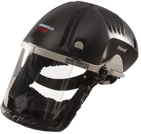 Trend Airshield Pro Full Faceshield, Dust Protector, Battery Powered Air Circulating Mask for Woodworking, AIR/PRO