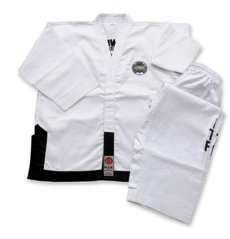 Playwell Marziale Arti Itf Taekwondo Cintura Nera (Primo - 3 Dan) Completo - Bianco, 2/150cm