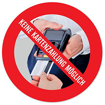 Aufkleber, Sticker: Nur Barzahlung, Bares, Keine Kartenzahlung Kreditkarten möglich - 9,5 cm