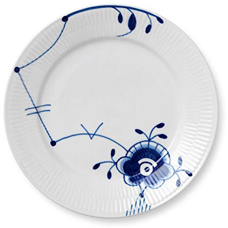 Royal Copenhagen 1017372 Blue Fluted Mega Frühstücksteller, Porzellan, Weiß-blau / Gerippt, 22cm