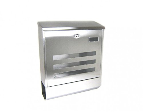 airbrush-city Briefkasten Edelstahl mit 3 Langen Sichtfenstern und Zeitungsrolle Modell 918 Postbox Mailbox Letterbox Zeitungsbox