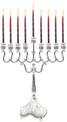 Majestic Giftware MN-HA19379BS Hanukkah Menorah, 8-Inch, Silver Plated