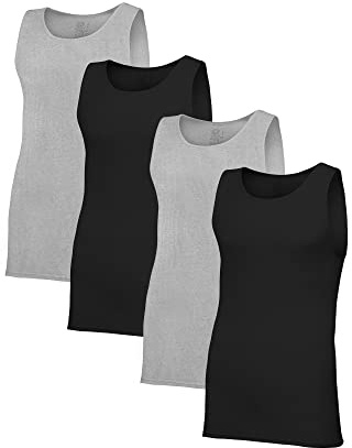 Fruit of the Loom Men's Premium A-Shirt (Pack of 4) Assorted, Black/Gray, Small