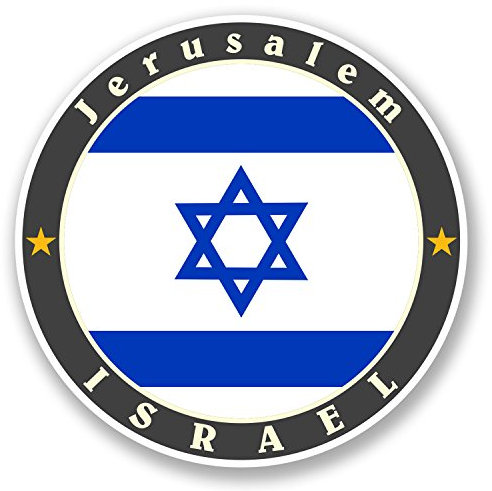 2 x Jerusalem Israel Vinyl Decal Sticker Laptop Tablet Car Bike Flag Label #5618 (10cm x 10cm)