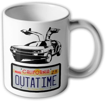 Tasse 80er Zeitmaschine OUT AT TIME Oldtimer Zukunft Auto #17711