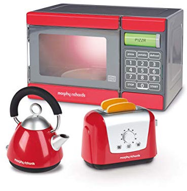 Casdon Morphy Richards Microwave, Kettle & Toaster Set | Stylish Toy Kitchen Appliances For Children Aged 3+ | Looks Just Like The Real Things!