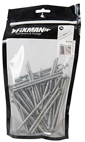 FIXMAN 668040 Round Hot-Dipped Galvanised Wire Nail 1kg, Grey