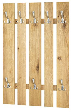 HAKU Möbel Wandgarderobe edelstahloptik, eiche, Echtholzfurnier, MDF, Metall - Maße: B 65 cm x H 100 cm x T 9 cm, Style: Modern